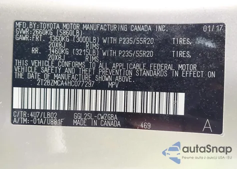 2017 Lexus Rx 350 from USA, damaged, VIN 2T2BZMCA4HC077297